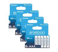 32 Panasonic Eneloop Rechargeable AAA HR03 Batteries Blister Pack 1.2V 800mAh