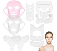 32 patchs en silicone contre les rides, front, cou, visage et poitrine, patchs de soin réutilisables, doux et confortables, kit masque facial lissant, ensemble pour rides et lignes