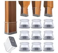 32 Pcs Protection Pied de Chaise, Rectangulaire protège Pied de Chaise, Protections de Sol en Silicone Transparent pour Patin de Chaise avec Patins en Feutre (Largeur 19-25mm,Longueur 38-50mm