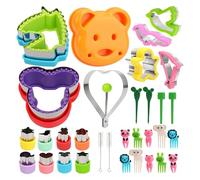32 pcs Sandwich Cutter et Sceller Set Sethled en acier inoxydable Fruits en forme de coeur Shaper d'oeufs avec pinceaux Forks pour la cuisson du bricolage
