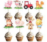 32 Pièces Animaux la Ferme Gâteau Topper Décorations Fête pour Enfants Anniversaire Bébé douche Barnyard Choisit des Faveurs Fête (Ferme)