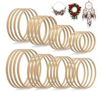32 Pièces Anneaux de Couronne de Bambou, 8 Tailles Anneaux en Bois, Cercle en Bois Pour Attrape Rêve 8/10/13/15/17/18/20/23cm, Pour les attrape-rêves DIY, couronnes de mariage et artisanats murales