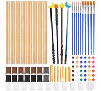 32 Pieces Baguettes Magiques En Bois, Diy Wizard Bacchetta Magica Pour Enfants avec 4 Couleurs D'Argile, 12 Couleurs Acryliques, 14 Outils De Moulage pour Enfants Anniversaire Bricolage