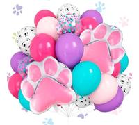 32 Pièces Ballon Anniversaire Colorés, Ballon Patte de Chiot, Ballons en Aluminium Forme de Patte Chien, Ballons de Baudruche en Latex Couleur, pour Anniversaire Thème Chiens Baby Shower Carnaval
