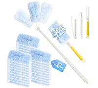32 Pièces Bleu pour Swiffer plumeau poussiere de Recharge (30 Chiffons + 1 Manche Long + 1 Manche Court),Plumeau poussiere à 360° Clair Poils/poussière/allergènes, pour Swiffer Duster