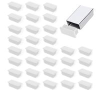 32 Pièces Bouchons à Lamelles pour Tubes Rectangle - Capsules Rectangulaires en Polyéthylène (PE) pour Acier, Protection Antidérapante pour Extrémités de Tubes (Blanc,20 * 40mm)