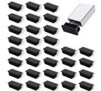 32 Pièces Bouchons à Lamelles pour Tubes Rectangle - Capsules Rectangulaires en Polyéthylène (PE) pour Acier, Protection Antidérapante pour Extrémités de Tubes (Noir,20 * 30mm)