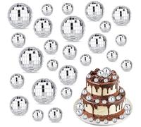32 Pièces Boule à Facette Kit, Boule Disco Brillant, Deco Disco Réutilisable, Boules à Facettes Argentées Boule Disco, Mini Boule Disco pour Décoration de Gâteaux, Fête, Bar, Décoration de Vacances