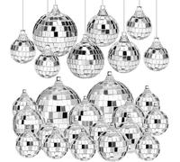 32 Pièces Boule à Facette Kit Boules Disco Argentées à Suspendre Boules Ddisco pour Fête Boule Disco Classique Décorations de Noël Deco Disco Réutilisable pour Disco Fever Années 70 Fête Carnaval