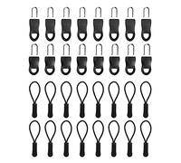 32 Pièces Cordon de Tirage Zipper Remplacements Réparation Zip Fixer Zip Pull Tags pour Vêtements, Sacs, 2 Styles, Noir Couleur