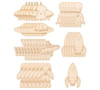 32 Pièces Découpes en Bois de L’espace, Planètes et Fusées | Bois Vierge à Peindre, Surface Lisse, pour Scrapbooking, Événements à Thème, Paquet et Panneaux