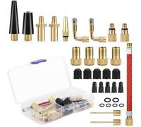 32 Pièces Embout Pompe Velo Gonfleur Ballon, Adaptateur de Valve avec Tuyau de Gonflage, pour Vélo, DV SV AV Adaptateur Pompe Velo