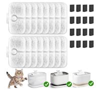 32 Pièces Filtre Fontaine Eau Chat, Compatible avec Dockstream Fontaine à Eau pour Chat PLWF005, PLWF105, PLWF115, 16 Eléments de filtre et 16 Eponges