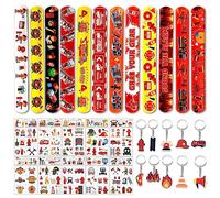 32 Pièces Gadgets Pompiers Anniversaire Garçons Kit, Bâtiments Gadgets Tatouages Temporaires, Cadeau Garçon Thème Constructions
