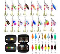 32 Pièces Leurres de Pêche Kit, Cuillers de Pêche à la Truite Perche Brochet Leurres, Leurres à Truite, Peche Truite Cuillère, Cuillères à Truite avec Boîte de Rangement pour Perche, Truite, Brochet