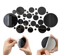 32 PièCes Miroirs Ronds Autocollants, Miroir Stickers Muraux, Rond Miroir Mural 3d DéCoratif Amovible DéCor Art Cercle Auto AdhéSif Diy Miroir Autocollant Mural 2.2/2.5/3.5/5.5/8/15cm (Noir)