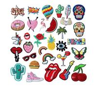 32 Pièces Patch Thermocollant, Autocollant de Patch, Mode Bricolage Styles Assortis Brodé Applique Patches, pour Vêtements Jeans Chapeau T-shirt de Enfants Femme