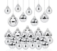 32 Pièces Petite Boule à Facette Kit, Argent Mini Boule Disco à Suspendre, Deco Disco Brillant Réutilisable, Miroir Disco Ball pour Décoration de Noël, Fêtes, Bars et Décorations de Vacances