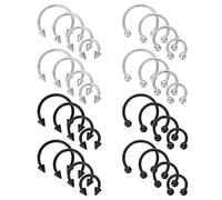 32 Pièces Piercing Septum Anneaux Fer à Cheval Acier Chirurgical 16G Différentes Tailles Septum Nasal Sourcils Boucles d'Oreilles Cerceaux Lèvre Fer à Cheval Piercing Nez Anneaux Femme Homme