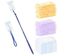 32 Pièces Plumeau Poussiere Recharge Kit Compatible avec Swiffer Plumeau Poussiere, Duster Kit avec 1 Guidon Long et 1 Guidon Court, Recharges Plumeau Duster, pour Cheveux, Poussière, Saleté