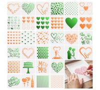 32 Pièces Pochoirs Pour Peinture Mariage Pochoir Scrapbooking Romantique Stencil Deco Cœur en Plastique Dessin Amour Réutilisable pour Bricolage, Scrapbooking, Peinture Murale et Décoration Maison
