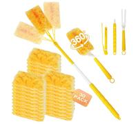 32 Pièces pour Swiffer Plumeau Poussière Rechargeable 360°, Poignée & Perche Télescopique, Nettoyage de Recharge pour Piles d’Animaux, Poussière et Allergènes