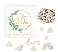 32 Pièces Serviettes 30e Anniversaire Vert Eucalyptus Avec Confettis,Serviettes Papier 3 Plis Pour Décoration Table Fête 30e Anniversaire,D'Anniversaire Pour Femme,Décoration D'Anniversaire Pour Homme