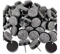32 pièces Tampons en feutre ronds robustes à clouer pour les pieds de meubles, chaises, tables. Protecteurs de sol glissant en douceur 32 clous noirs de 17 mm,32 clous noirs de 22 mm,32 clous noirs de
