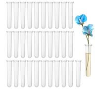32 Pièces Tubes à Essai pour Fleurs Plastique Transparent 10 x 1,8 cm | Réutilisables étanches protègent les tiges bouchon sûr remplissage facile idéal pour bouquets compositions déco mariage