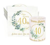 32 Serviettes Eucalyptus 40e anniversaire+8 Photophore Décoration de table 40e anniversaire Femmes Homme Anniversaire Photophores Serviettes Joyeux anniversaire Décoration de table