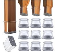 32 X Chair Leg Protectors,Rectangular Chair Leg Protectors,Transparent Silicone Floor Protectors For Chair Pads With Felt Pads (Width 19-25 Mm,Length 38-50 Mm