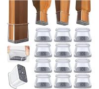 32 X Chair Leg Protectors,Rectangular Chair Leg Protectors,Transparent Silicone Floor Protectors For Chair Pads With Felt Pads (Width 19-25mm,Length 28-38mm