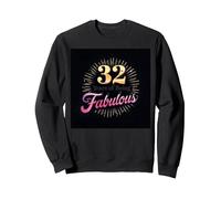 32 Years of Being Fabulous Cadeau d'anniversaire Sweatshirt, Unisexe pour Adultes, Noir, M