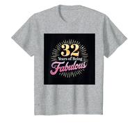 32 Years of Being Fabulous Cadeau d'anniversaire T-Shirt, Enfant, Gris Chiné, 10 Ans