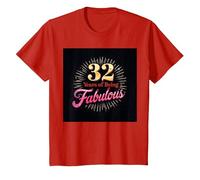 32 Years of Being Fabulous Cadeau d'anniversaire T-Shirt, Enfant, Rouge, 10 Ans