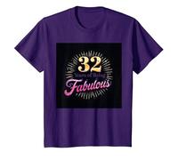 32 Years of Being Fabulous Cadeau d'anniversaire T-Shirt, Enfant, Violet, 8 Ans