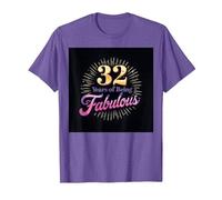 32 Years of Being Fabulous Cadeau d'anniversaire T-Shirt, Homme, Violet chiné, XXL