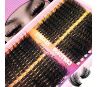 320/192/60 pièces Touffes de cils D-Curl effet œil de chat, extensions de cils individuelles DIY 80D 100D, volume extra, naturels, doux, légers, réutilisables, ensemble de faux cils pour débutants, ma