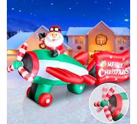 320 cm Père Noël Gonflable avec Souffleur, Figurine Géante 10,5 Pieds avec Combattant LED, Déco de Noël Intempéries IP44 éclairage Résistant aux d'hiver pour Cour Jardin Intérieur Pelouse Extérieur