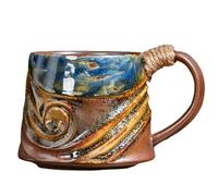 320 ml/11 oz poterie brute créative forme spéciale four tasse à café maison rétro simplicité-four bleu-brun fil