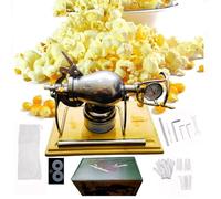 320 ml manuel manuel pop-corn popper, base de planche en bois mini machine de fabricant de pop-corn haute pression en acier inoxydable, avec pavé de pression, chauffage au gaz slof boost home