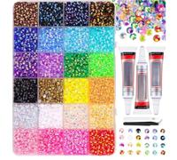 32000pcs 3mm Resin Rhinestone Gems for DIY Jewelry Making Dazzling 32000pcs Flat Back Rhinestone Gems for DIY Crafts 3 Pieces Tools Kit for Clothes (B24 compartiments + 3 adhésifs de 10 ml)