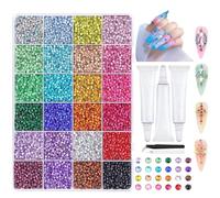 32000Pcs Strass Ongle Nail Art, 24/28/40 Couleurs 3mm,Strass a Coller Cristal Nail Art Diamants en Cristal à Dos Plat Strasses pour Ongles avec Pincette et Stylo Pointeur Stras (05#)