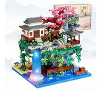 3200pièces Micro Briques,Bricolage Modèle avec LED Lumière,Kit Maison d'arbre Sakura pour Adultes,Jouets d'architecture modulaires Non Compatible avec Maison Lego