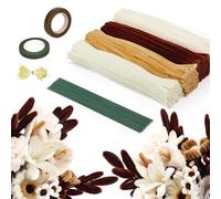 320Pièces Fil Chenille Marron Vintage,Cure-Pipe Chenille Rose Oeillet, Pipe Cleaners Kit Fleur 30cm,avec Floratape et Tige Fleur,pour Fournitures de Bouquet de Loisirs Créatifs Artisanat DécorationDIY