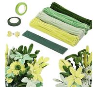 320Pièces Fil Chenille Vert, Cure-Pipe Chenille Plantes Feuilles et Rosen,Pipe Cleaners Kit Fleur 30cm,avec Floratape,Tige Fleur,pour Fournitures de Bouquet de Loisirs Créatifs Artisanat DécorationDIY