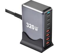 320W Gan Chargeur Usb C Multiple, Type C Adaptateur, Usb-C Station Charge Rapide, Pd 100W 65W Ordinateur Portable Alimentation Adaptateur, 8 Ports Gan ¿ Chargeur Rapide Pps Pd Qc Quick Fast Charging