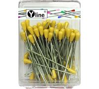 3227-GE Lot de 100 épingles à tapisser avec tête en plastique jaune env. 60 mm