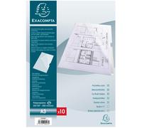 Exacompta - Réf. 325005E - Sachet de 10 pochettes coins - En polypropylène lisse rigide haute résistance - Epaisseur 20/100ème - Dimensions : 32x43cm - Format à classer A3 vertical - coloris cristal