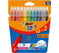 BIC Kids Kid Couleur Feutres de Coloriage à Pointe Moyenne - Couleurs Assorties, Etui Carton de 10+2